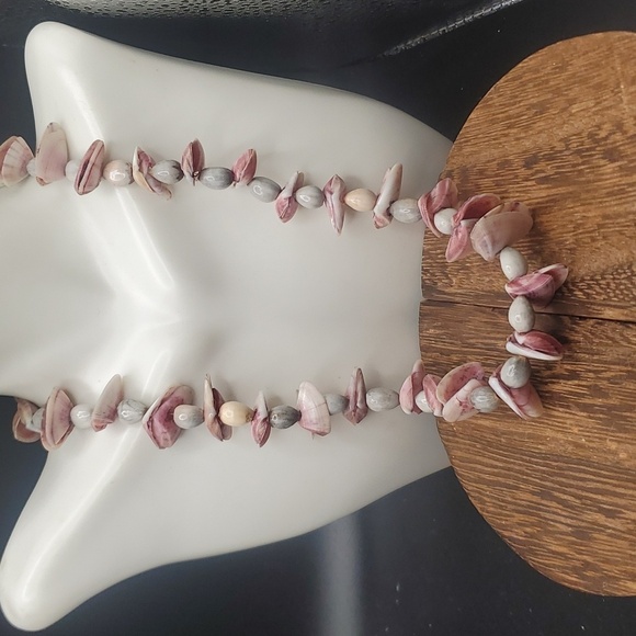 Sterling clasp hook N3012 beautiful Hawaii imported seashell necklace - Picture 1 of 4